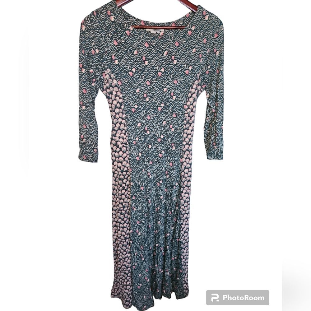 Boden Hodgepodge Anna Stretch Jersey Day Dress Green Emerald Night WW121 8 8L